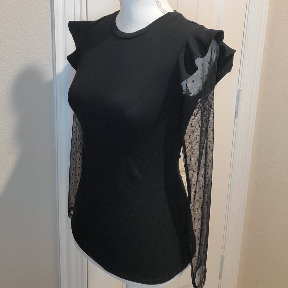 Express Sheer Flutter Sleeve Blouse